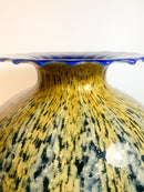 Vaso in Vetro di Murano Giallo e Blu Anni 80