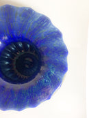 Vaso in Vetro di Murano Giallo e Blu Anni 80