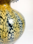 Vaso in Vetro di Murano Giallo e Blu Anni 80