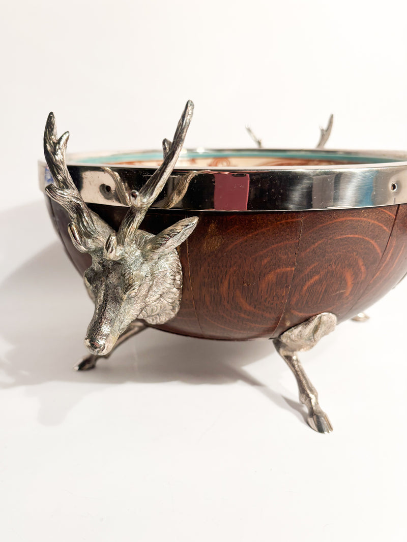 English Spumantiera in Wood Ceramic and Metal with Deer 1930s