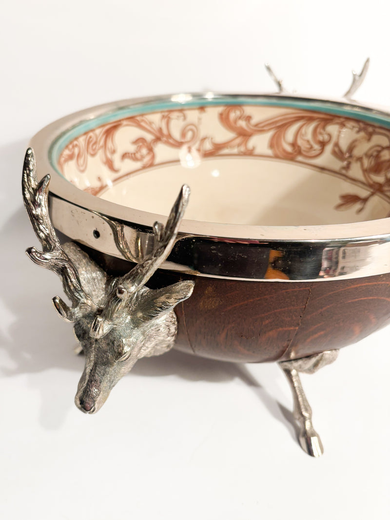 English Spumantiera in Wood Ceramic and Metal with Deer 1930s