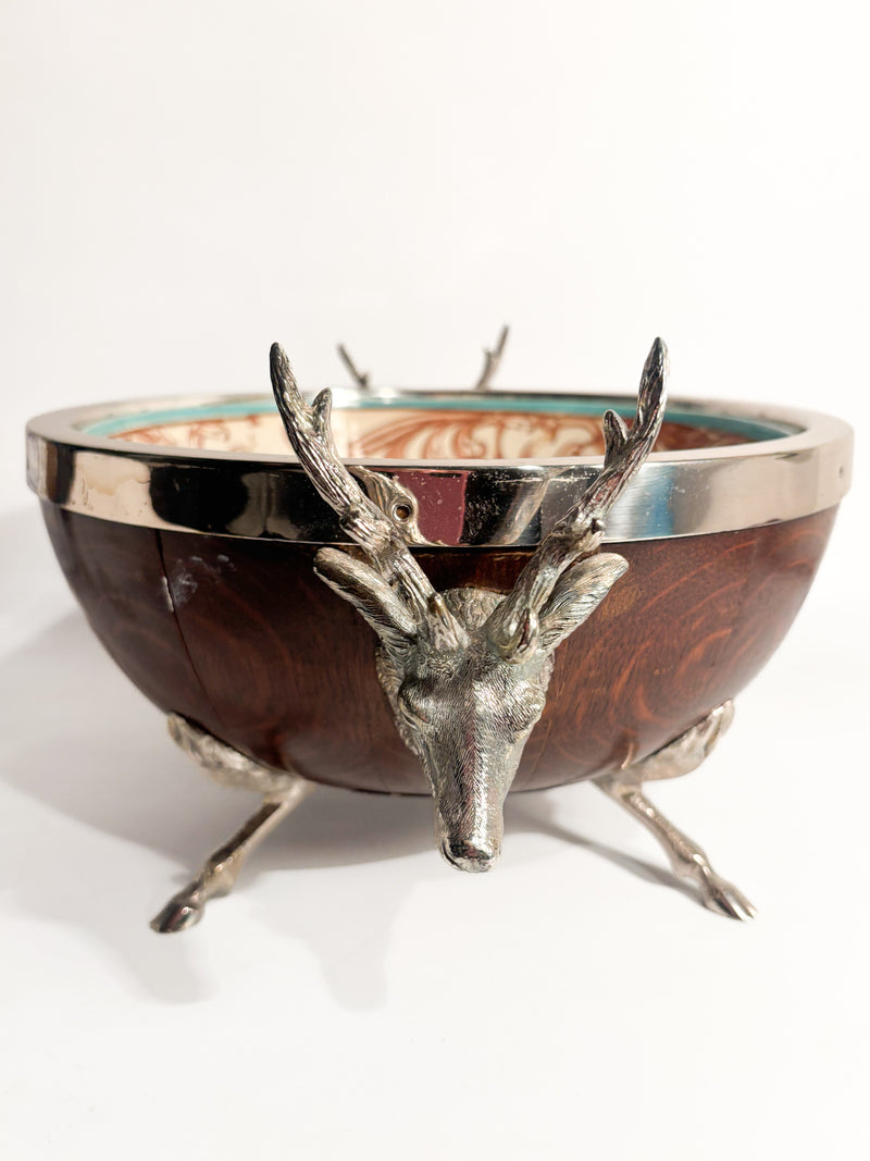 English Spumantiera in Wood Ceramic and Metal with Deer 1930s