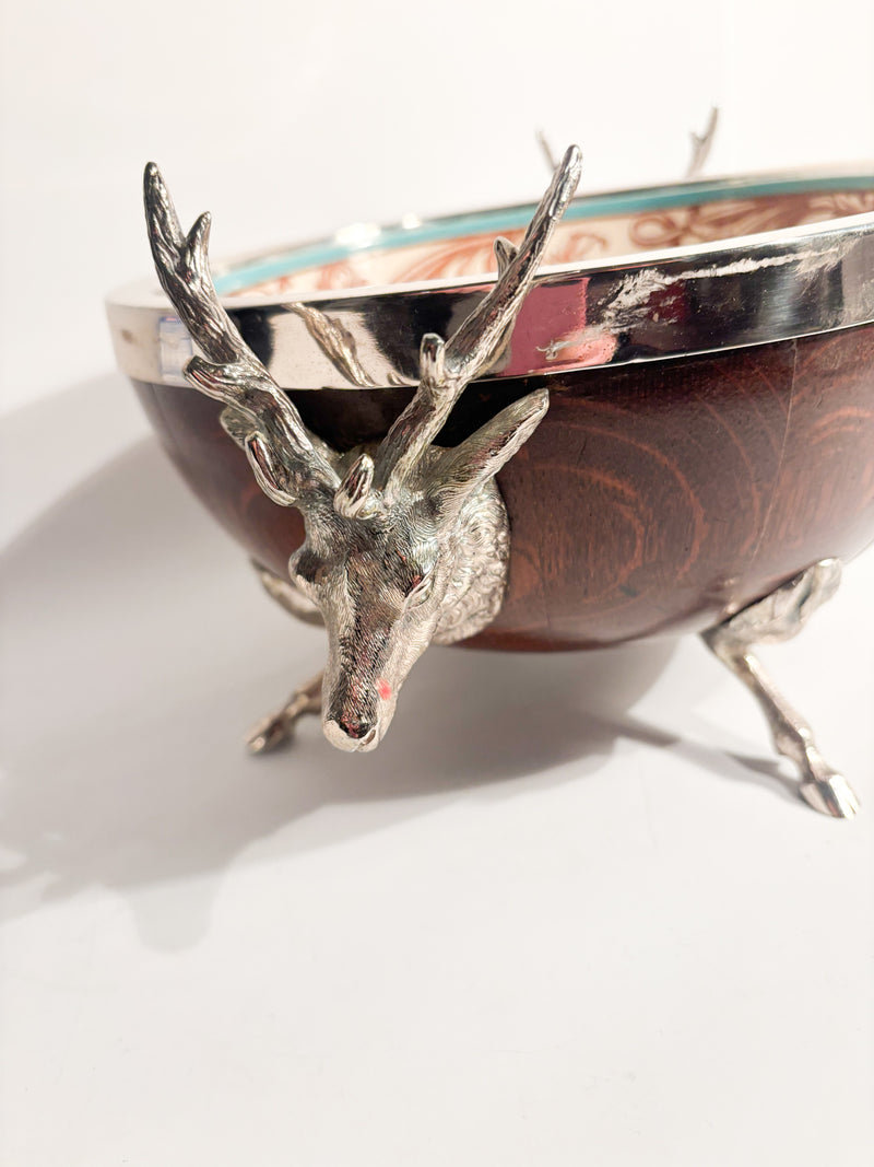 English Spumantiera in Wood Ceramic and Metal with Deer 1930s