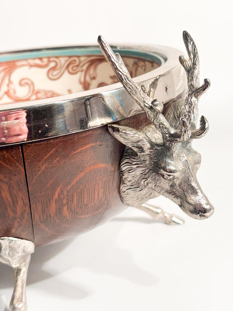 English Spumantiera in Wood Ceramic and Metal with Deer 1930s