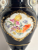 Vaso in Porcellana di Meissen Blu Cobalto Oro e Policromia del 1800