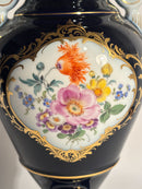 Vaso in Porcellana di Meissen Blu Cobalto Oro e Policromia del 1800