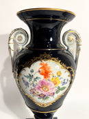 Vaso in Porcellana di Meissen Blu Cobalto Oro e Policromia del 1800