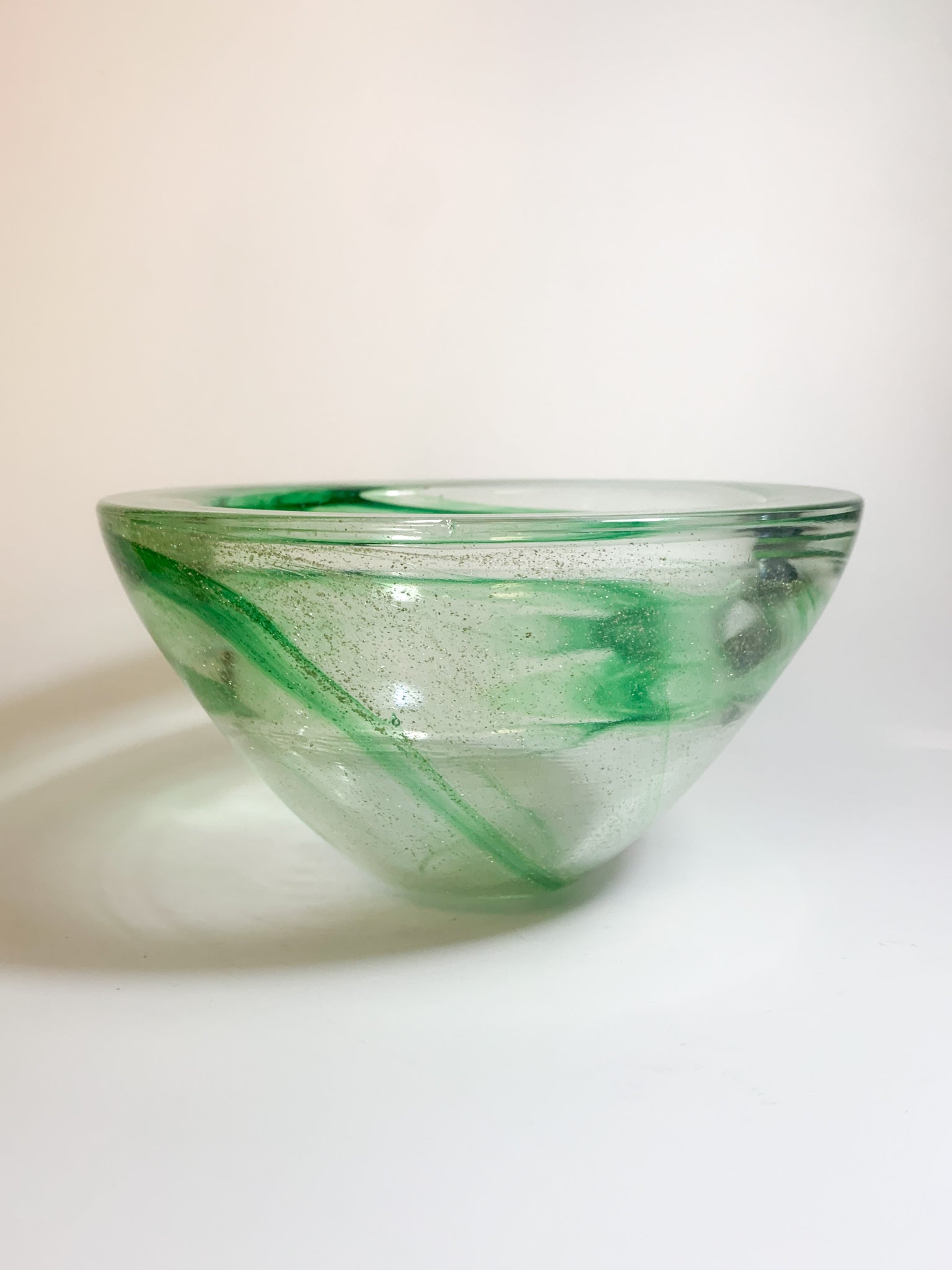 Ciotola in Vetro di Murano Verde e Oro Anni 60