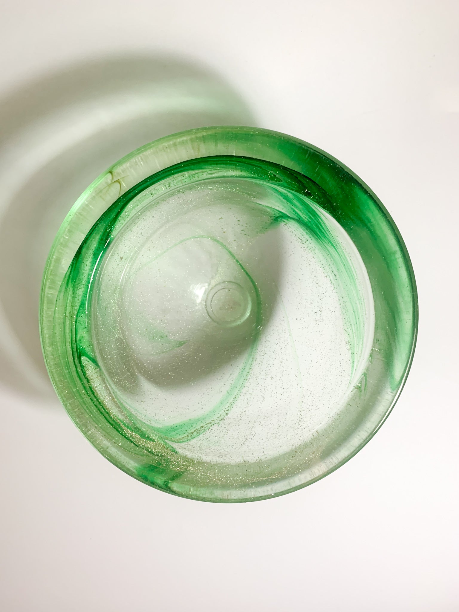 Ciotola in Vetro di Murano Verde e Oro Anni 60