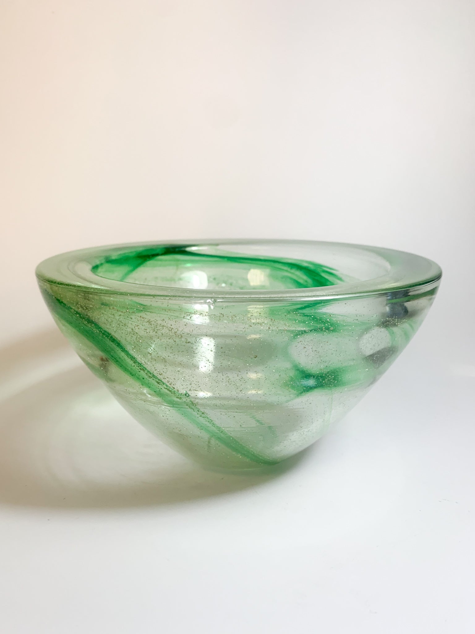 Ciotola in Vetro di Murano Verde e Oro Anni 60