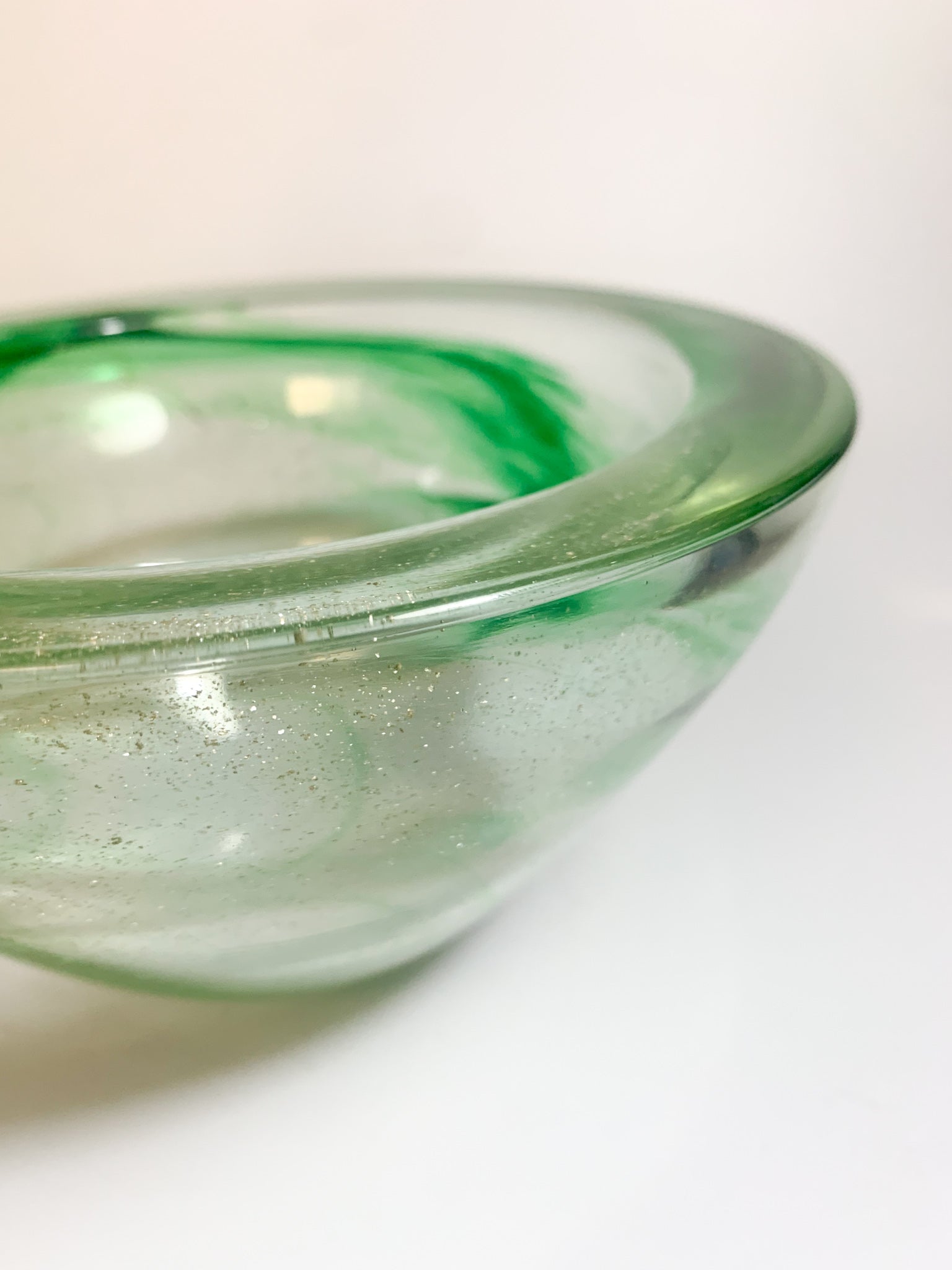 Ciotola in Vetro di Murano Verde e Oro Anni 60