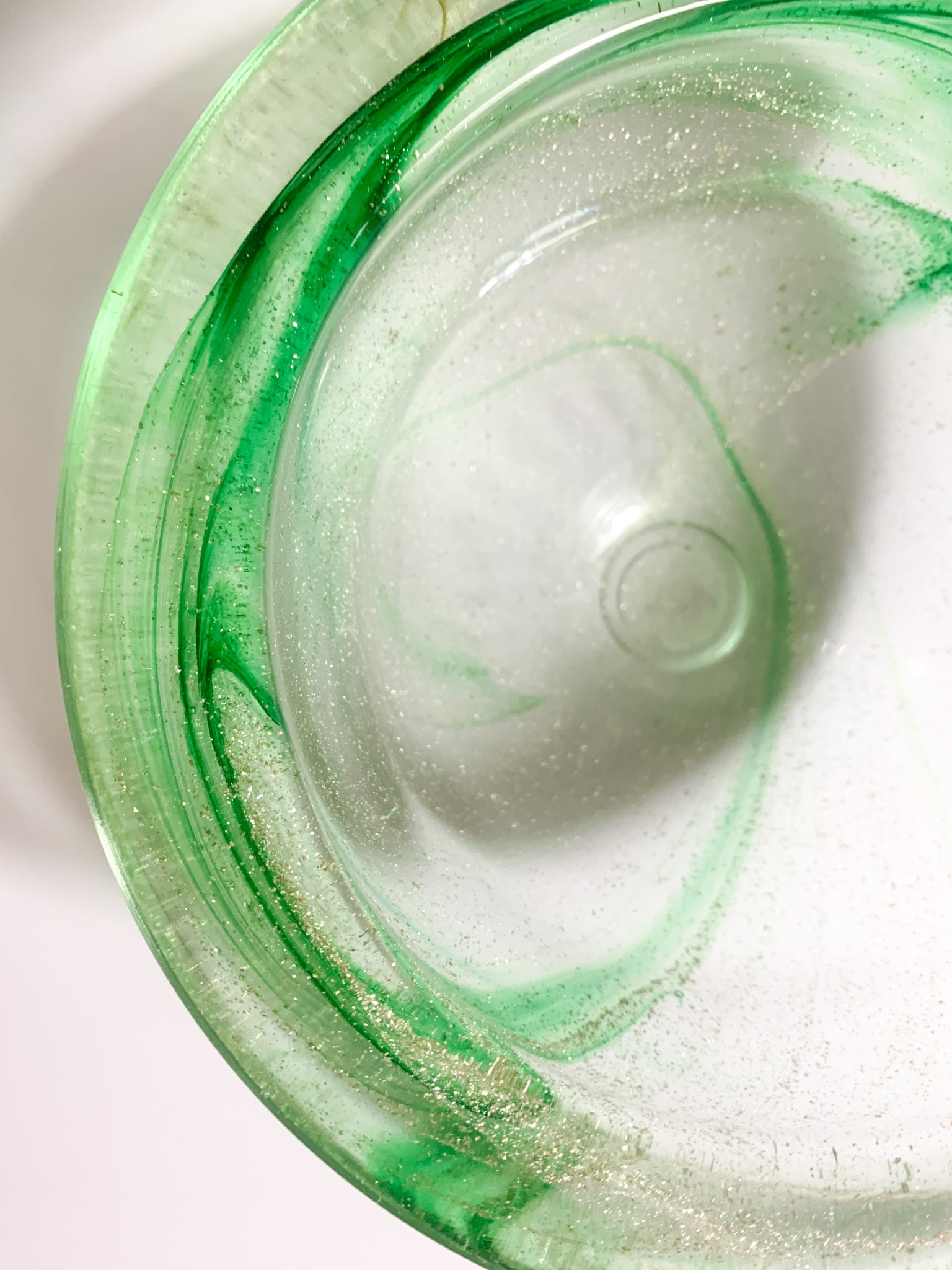 Ciotola in Vetro di Murano Verde e Oro Anni 60