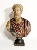 Busto in Resina Policroma dell'Imperatore Romano Marco Aurelio Anni 50