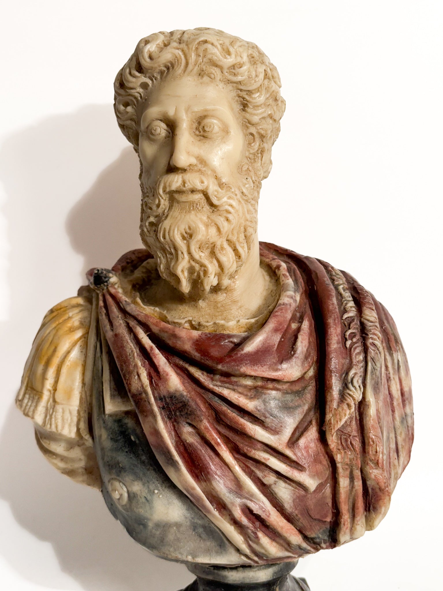 Polychrome Marble Bust of the Roman Emperor Marcus Aurelius Year 50