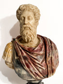 Busto in Resina Policroma dell'Imperatore Romano Marco Aurelio Anni 50