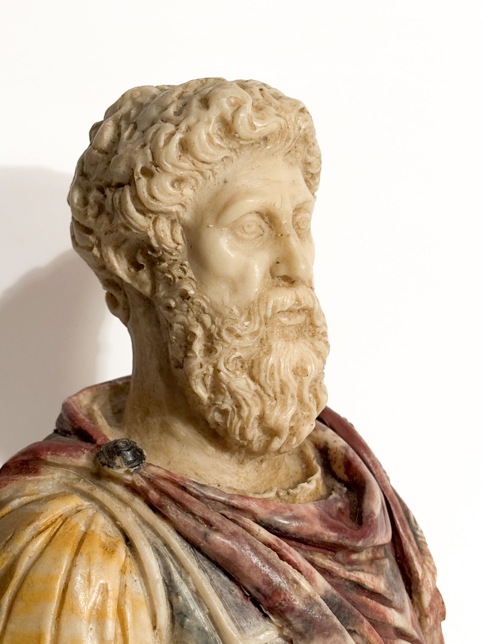Polychrome Marble Bust of the Roman Emperor Marcus Aurelius Year 50