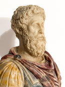Busto in Resina Policroma dell'Imperatore Romano Marco Aurelio Anni 50