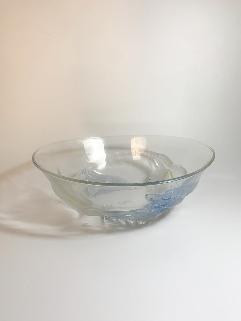 French Glass Centerpiece Bowl with 50's Flowers