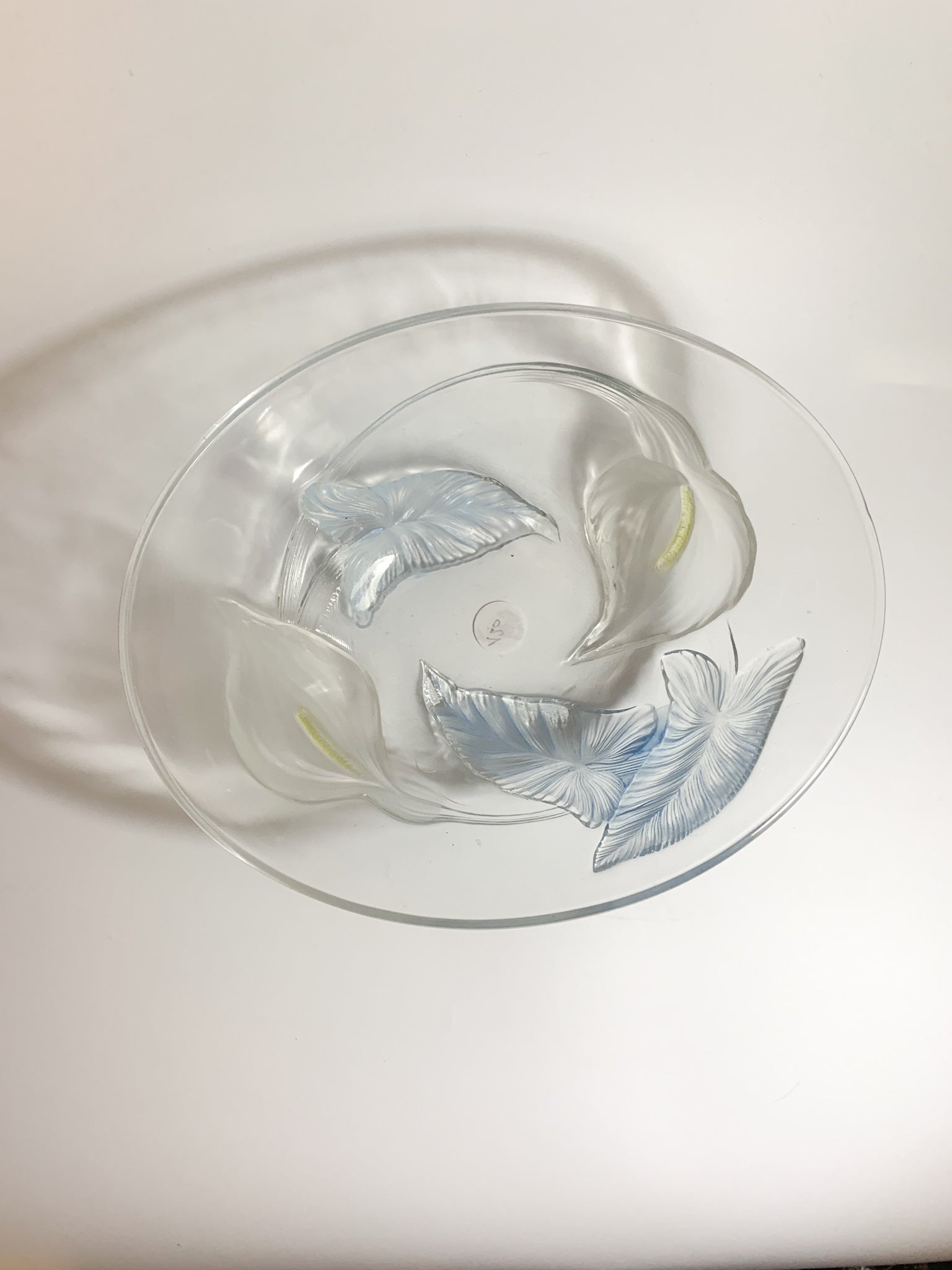 Ciotola Centrotavola in Vetro Francese con Fiori Anni 50
