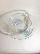 Ciotola Centrotavola in Vetro Francese con Fiori Anni 50