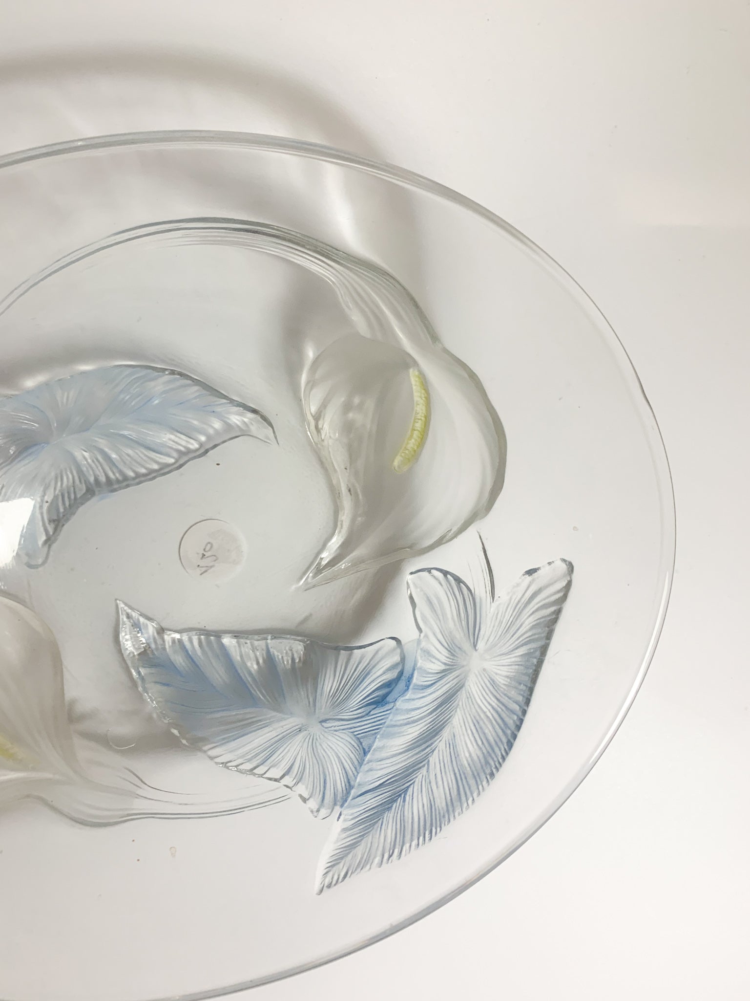 Ciotola Centrotavola in Vetro Francese con Fiori Anni 50