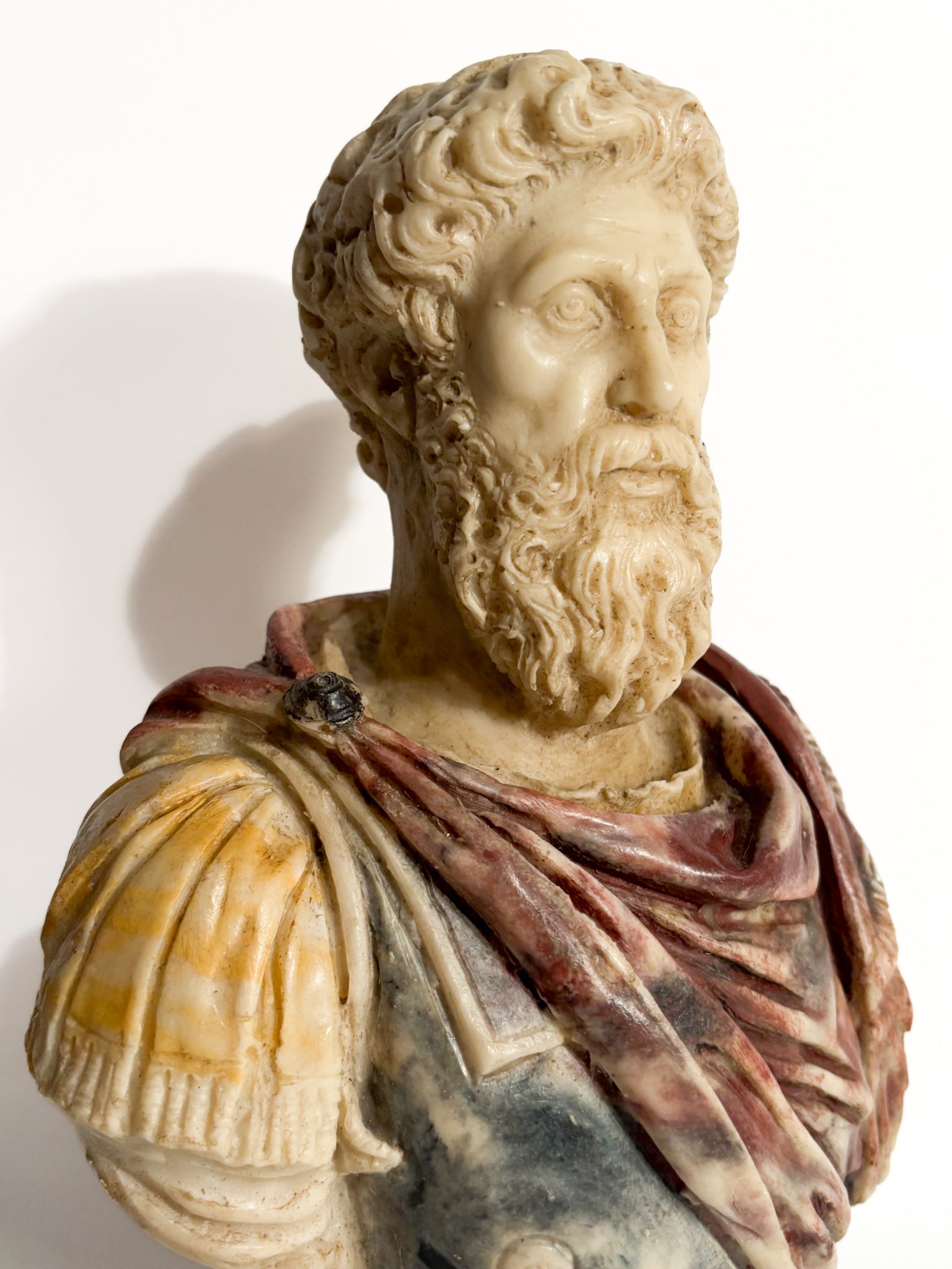 Polychrome Marble Bust of the Roman Emperor Marcus Aurelius Year 50