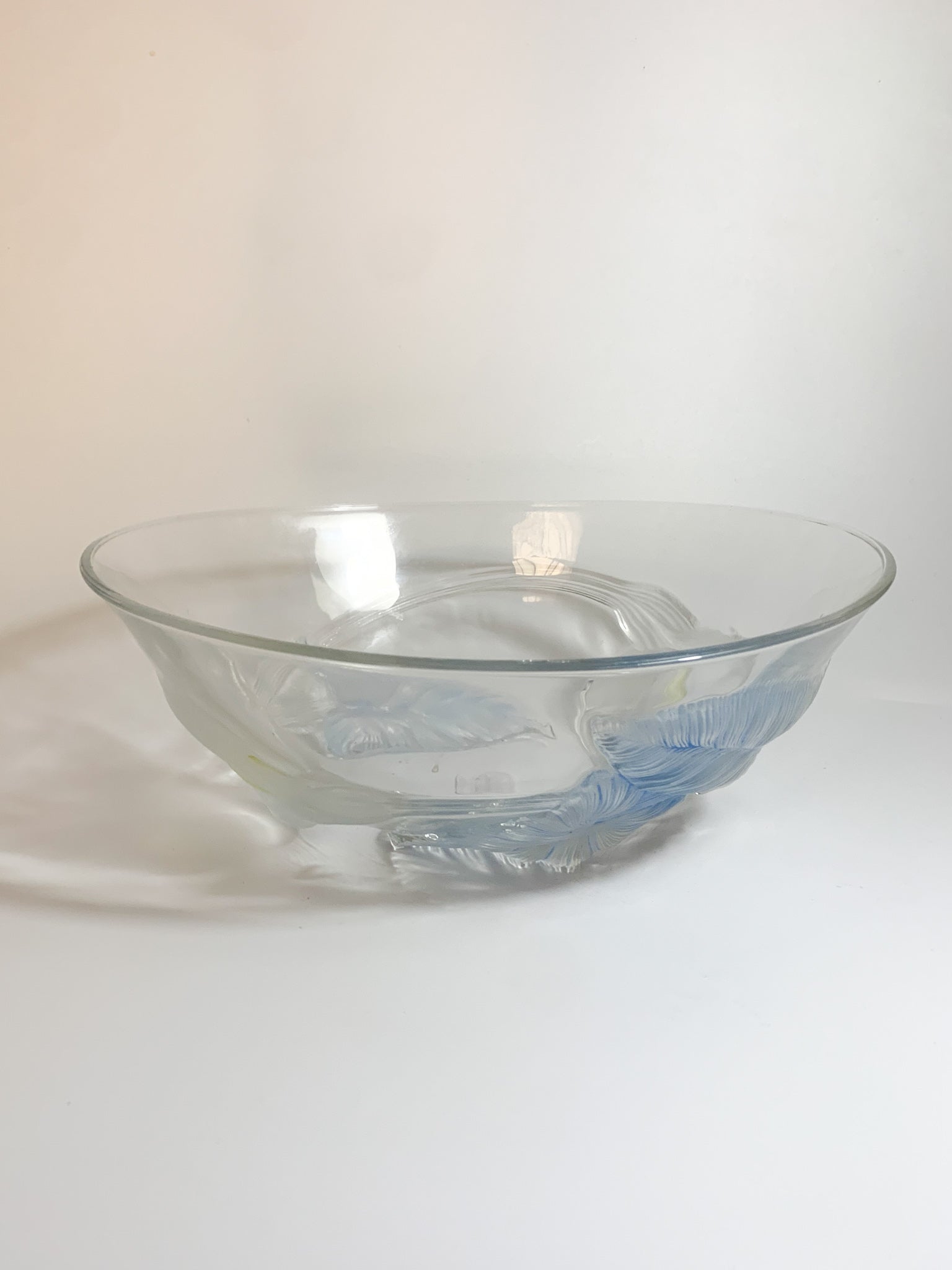 Ciotola Centrotavola in Vetro Francese con Fiori Anni 50