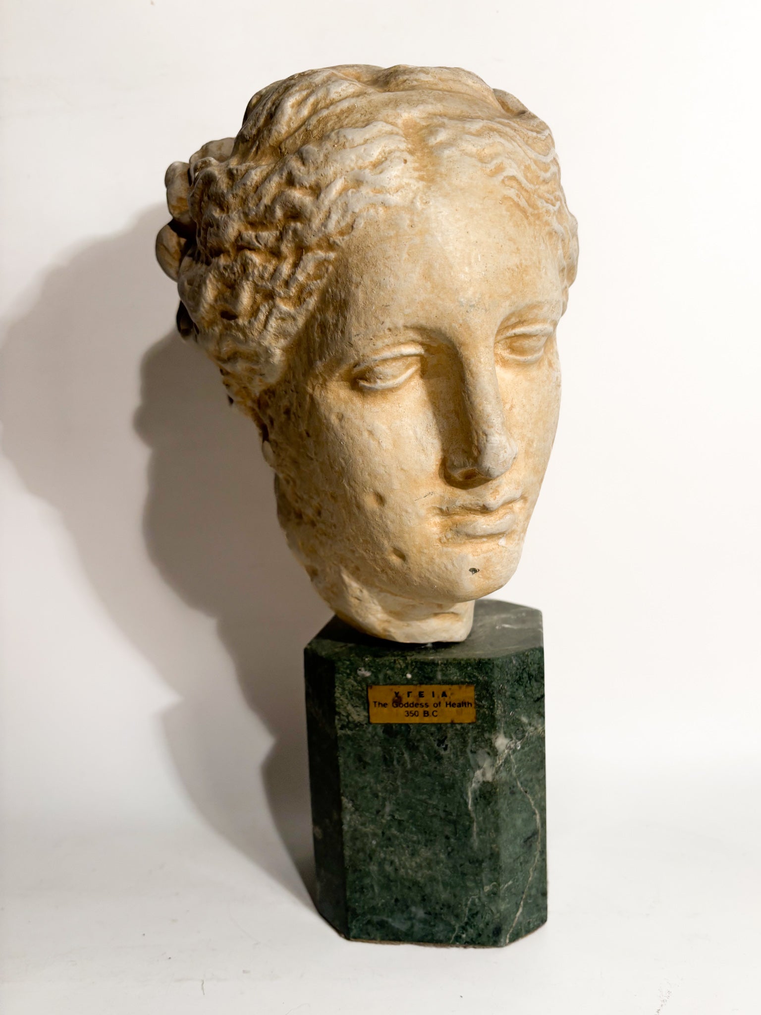 Plaster Sculpture and Marble Base of Ygeia Goddess of Health 1960s