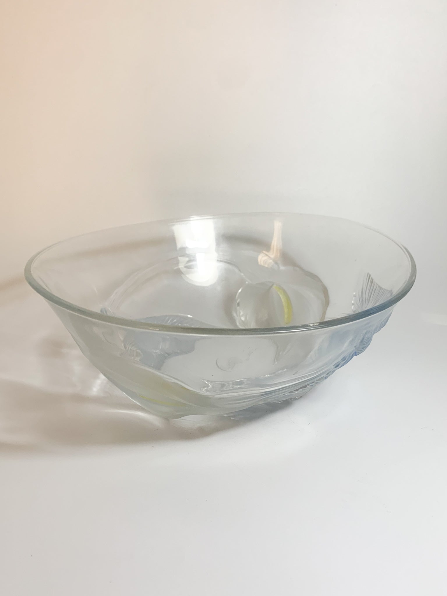 Ciotola Centrotavola in Vetro Francese con Fiori Anni 50