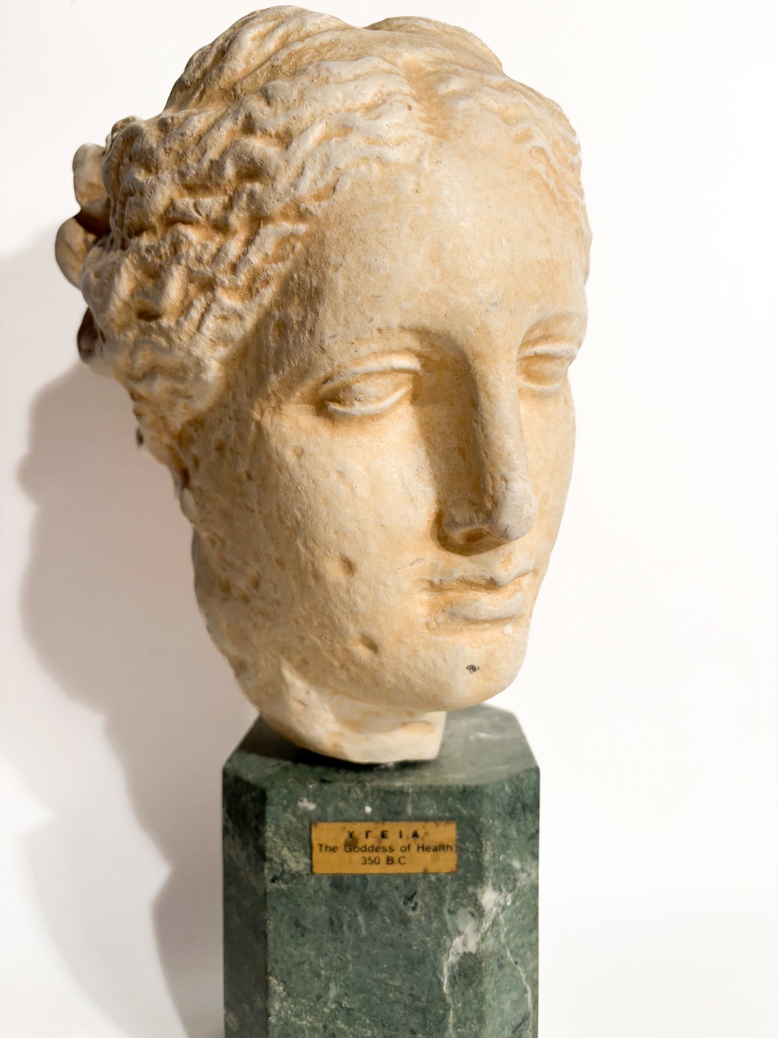 Plaster Sculpture and Marble Base of Ygeia Goddess of Health 1960s