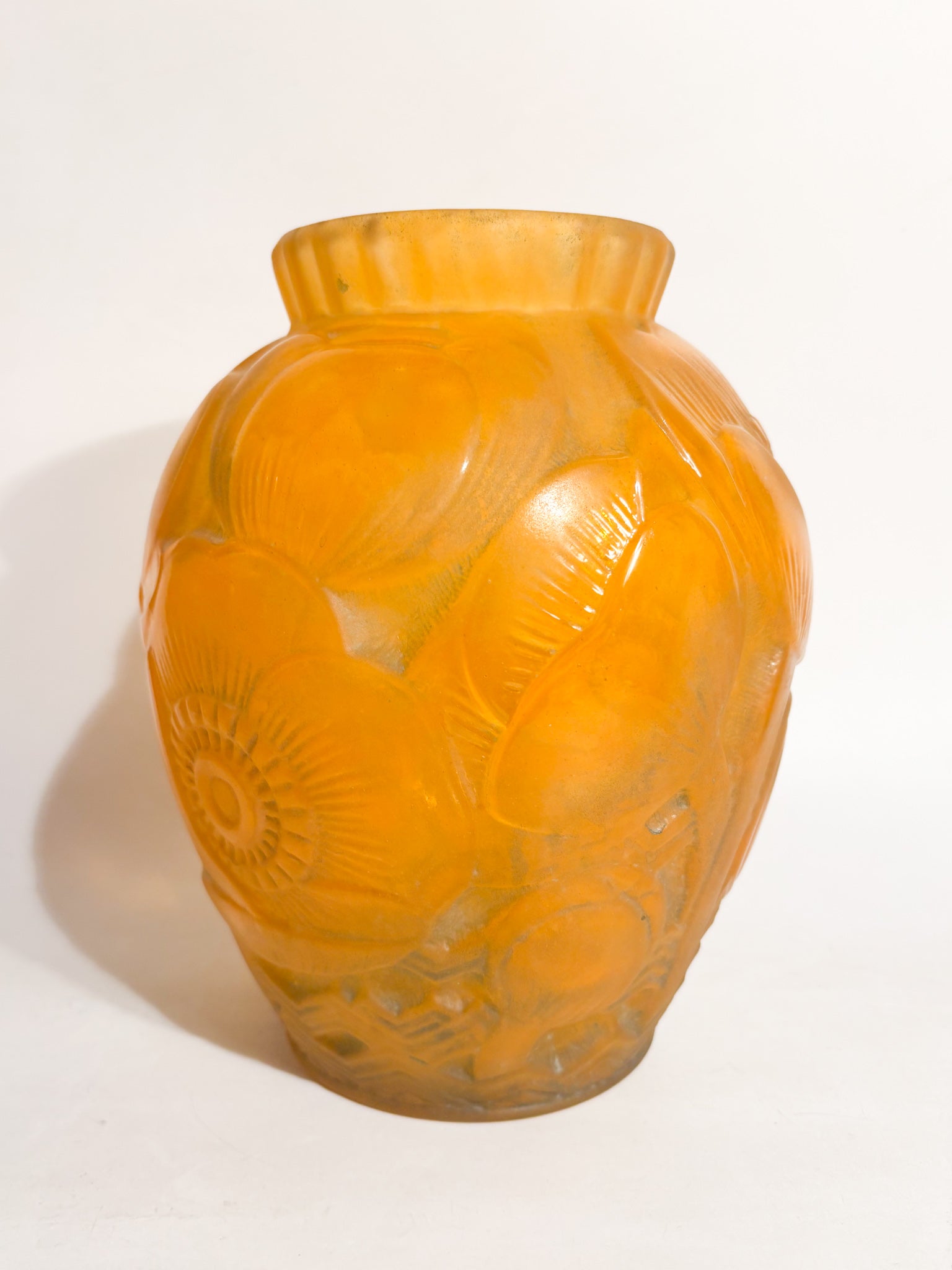 Vaso Art Déco in Pasta di Vetro Francese di Pierre d'Avesn Anni 30