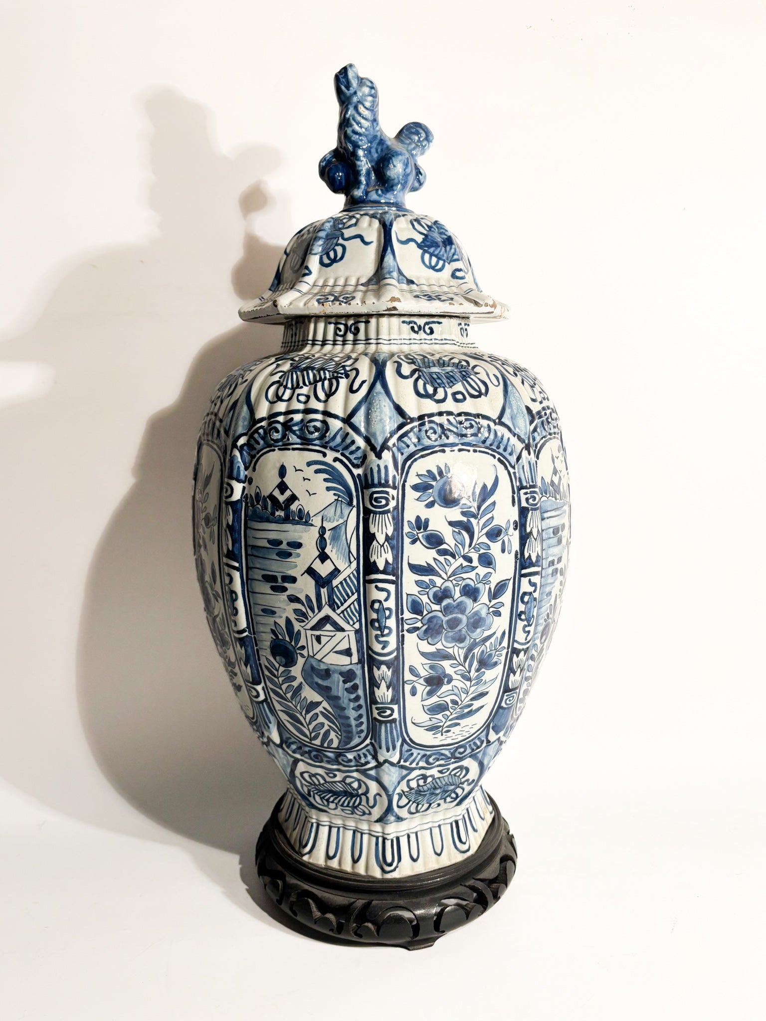 Delft Ceramic Vase White and Cobalt Blue Early Twentieth Century