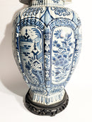Vaso in Ceramica di Delft Bianco e Blu Cobalto Primi Novecento