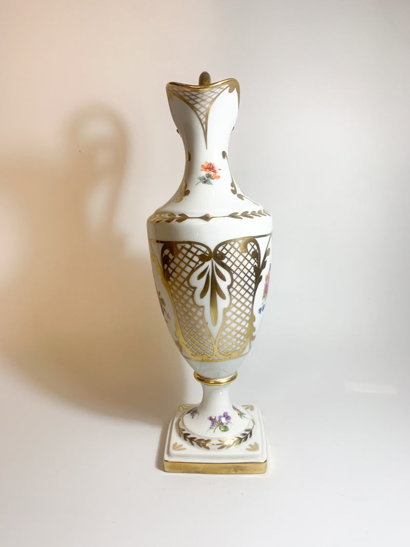 Carafe in French Limoges Porcelain Hand Painted 1940s