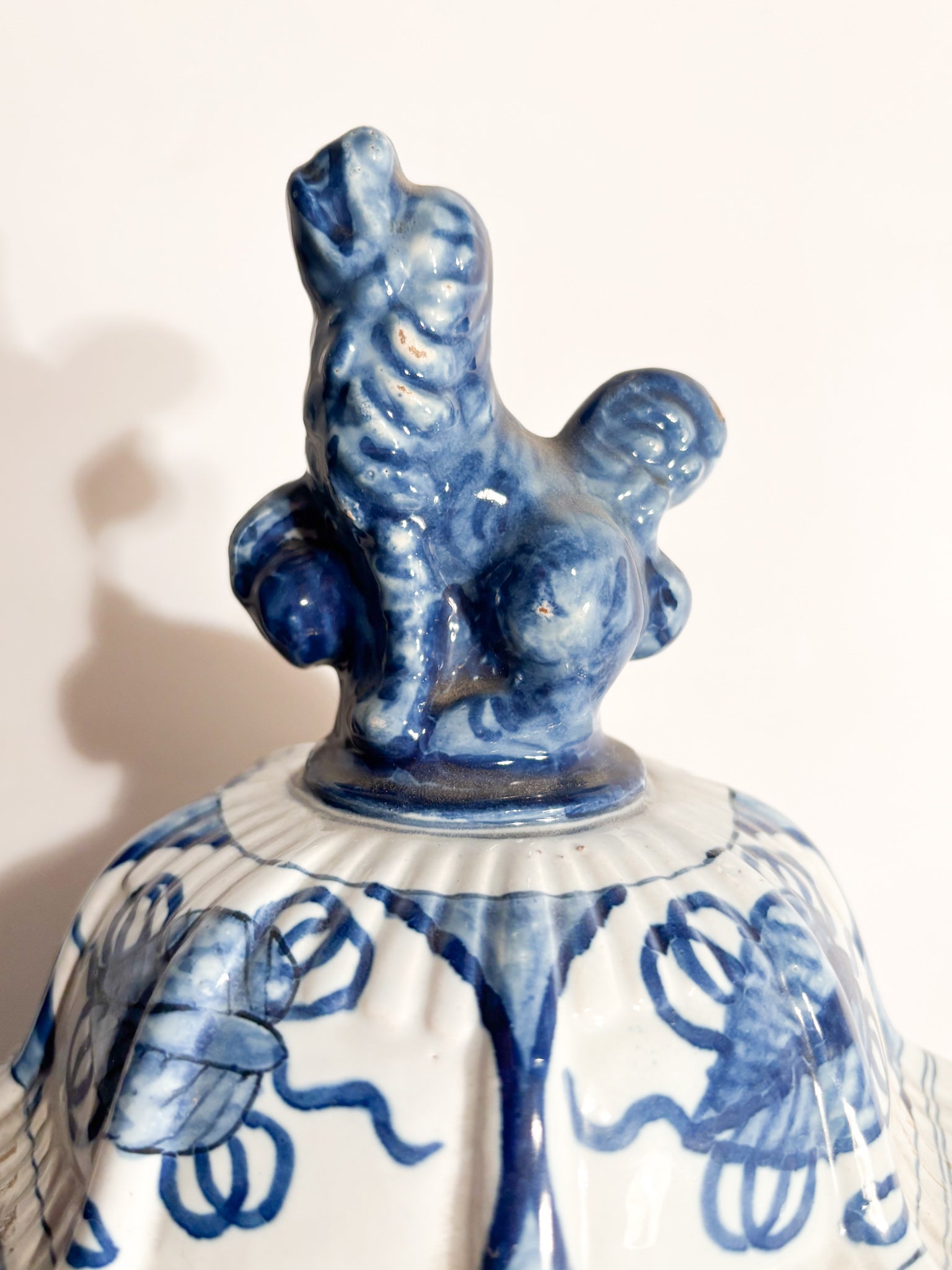 Delft Ceramic Vase White and Cobalt Blue Early Twentieth Century