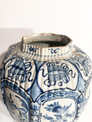 Vaso in Ceramica di Delft Bianco e Blu Cobalto Primi Novecento