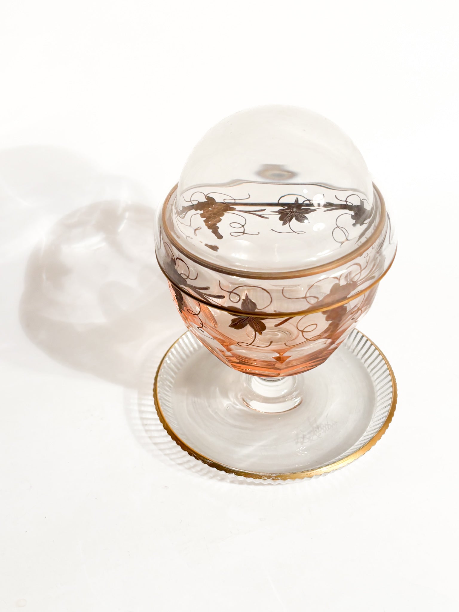 Portacaviale in Cristallo e Decorazioni Dorate Firmato De wan Anni 60