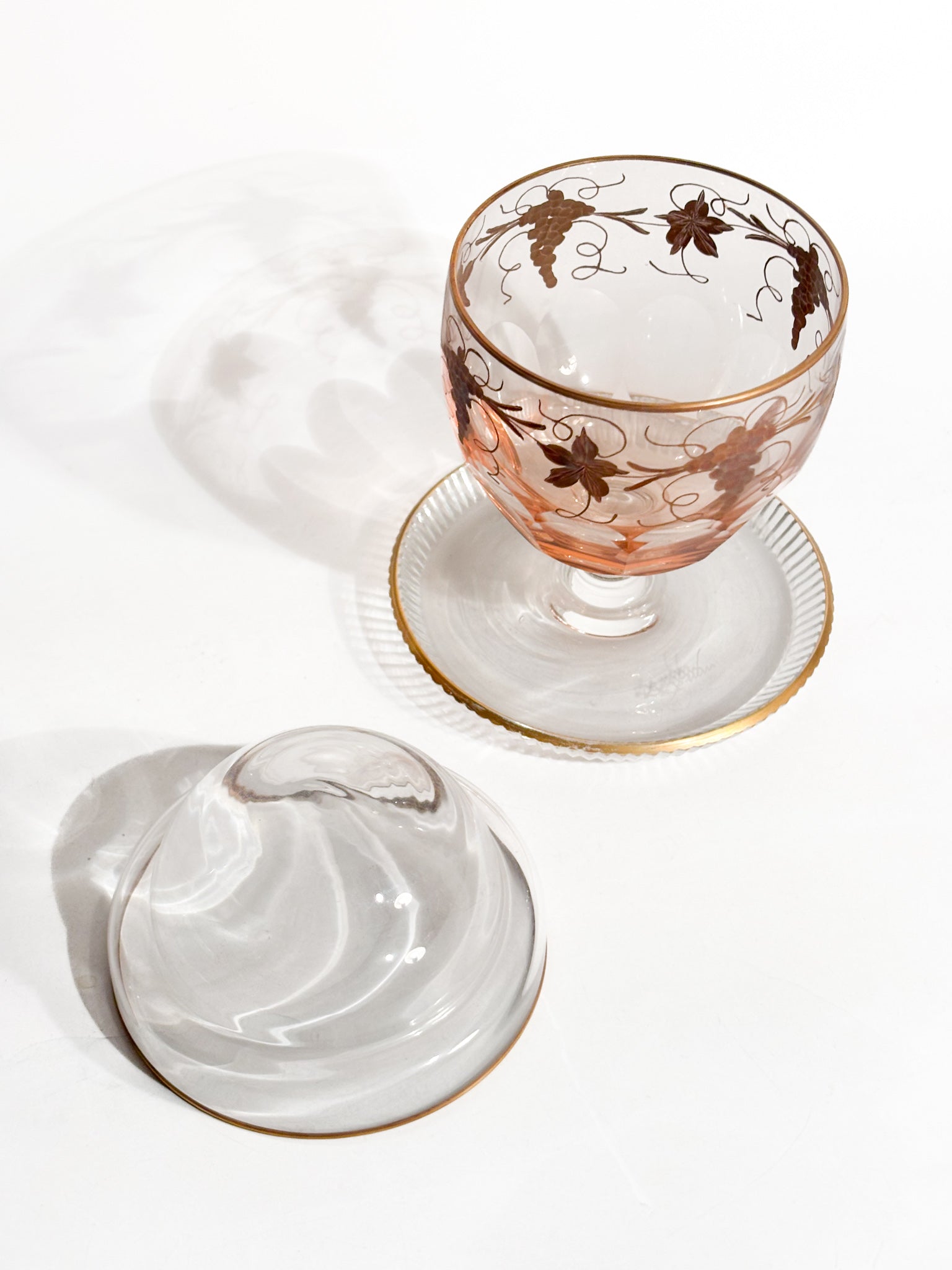 Portacaviale in Cristallo e Decorazioni Dorate Firmato De wan Anni 60