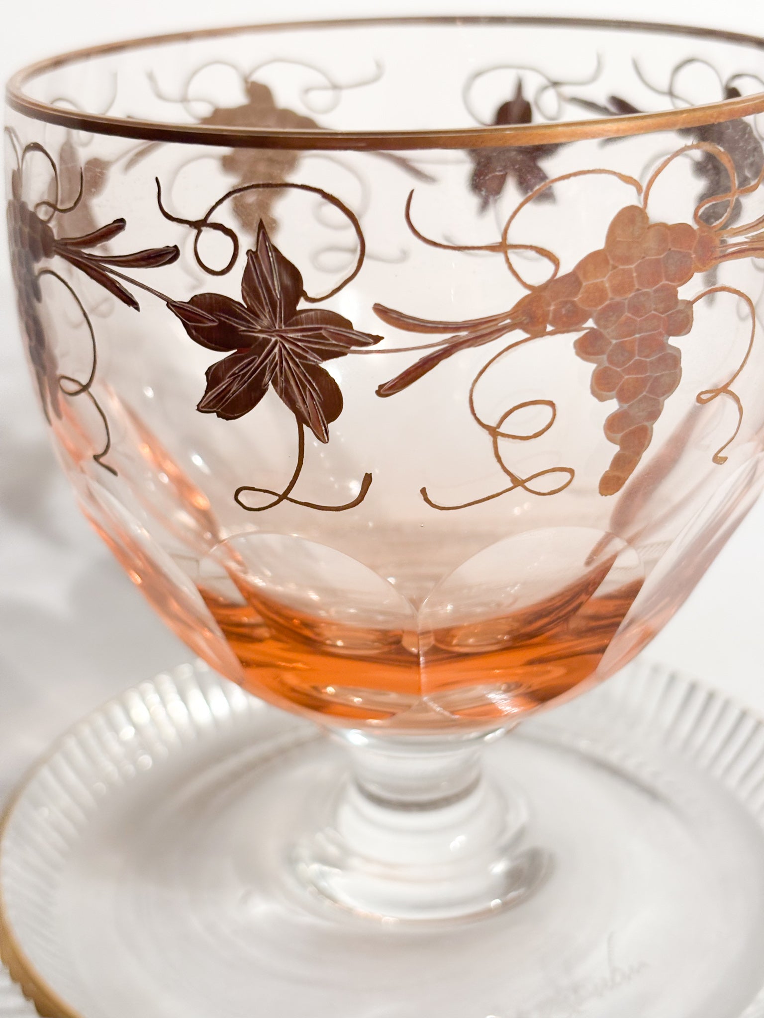 Portacaviale in Cristallo e Decorazioni Dorate Firmato De wan Anni 60