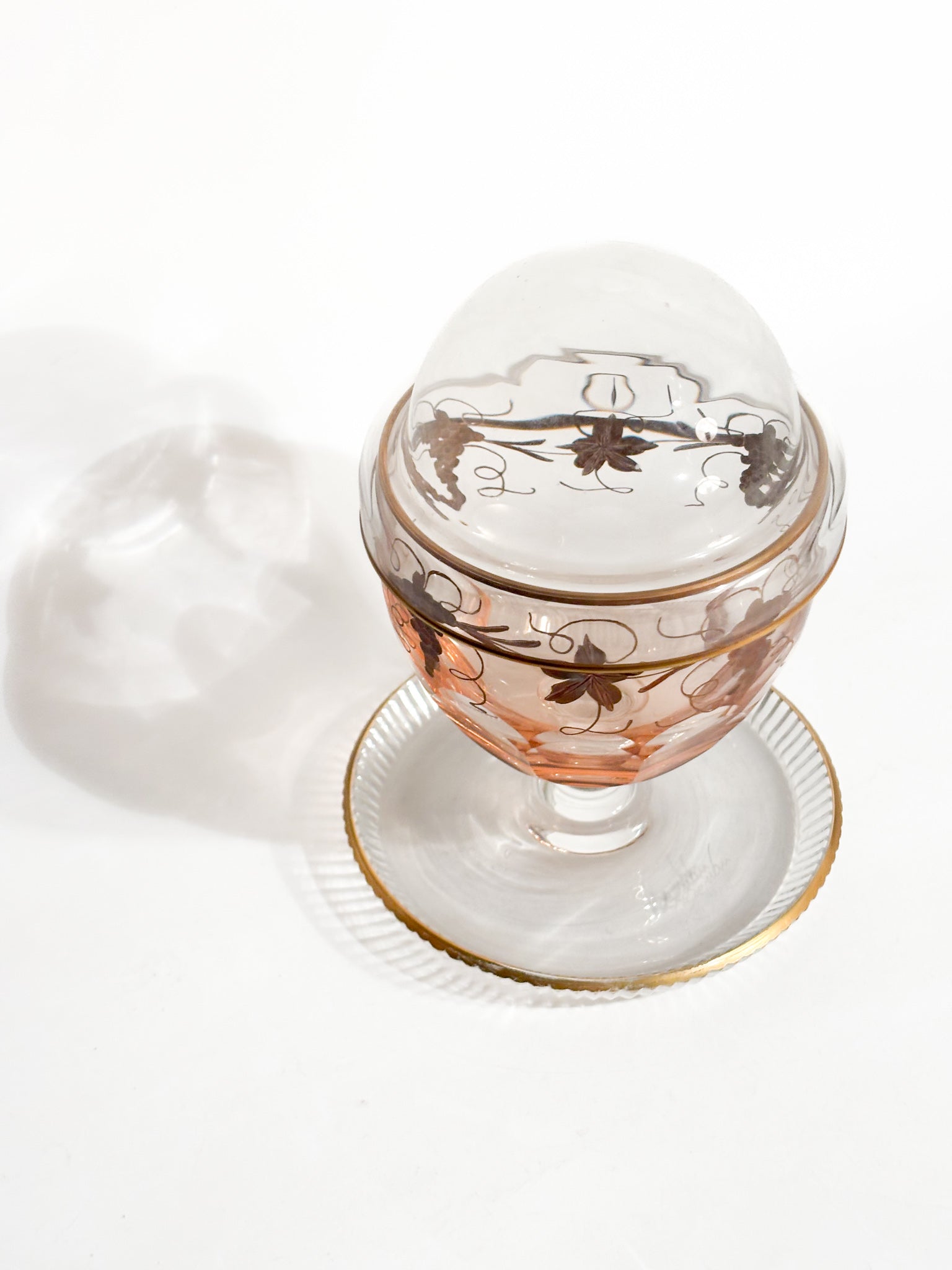 Portacaviale in Cristallo e Decorazioni Dorate Firmato De wan Anni 60