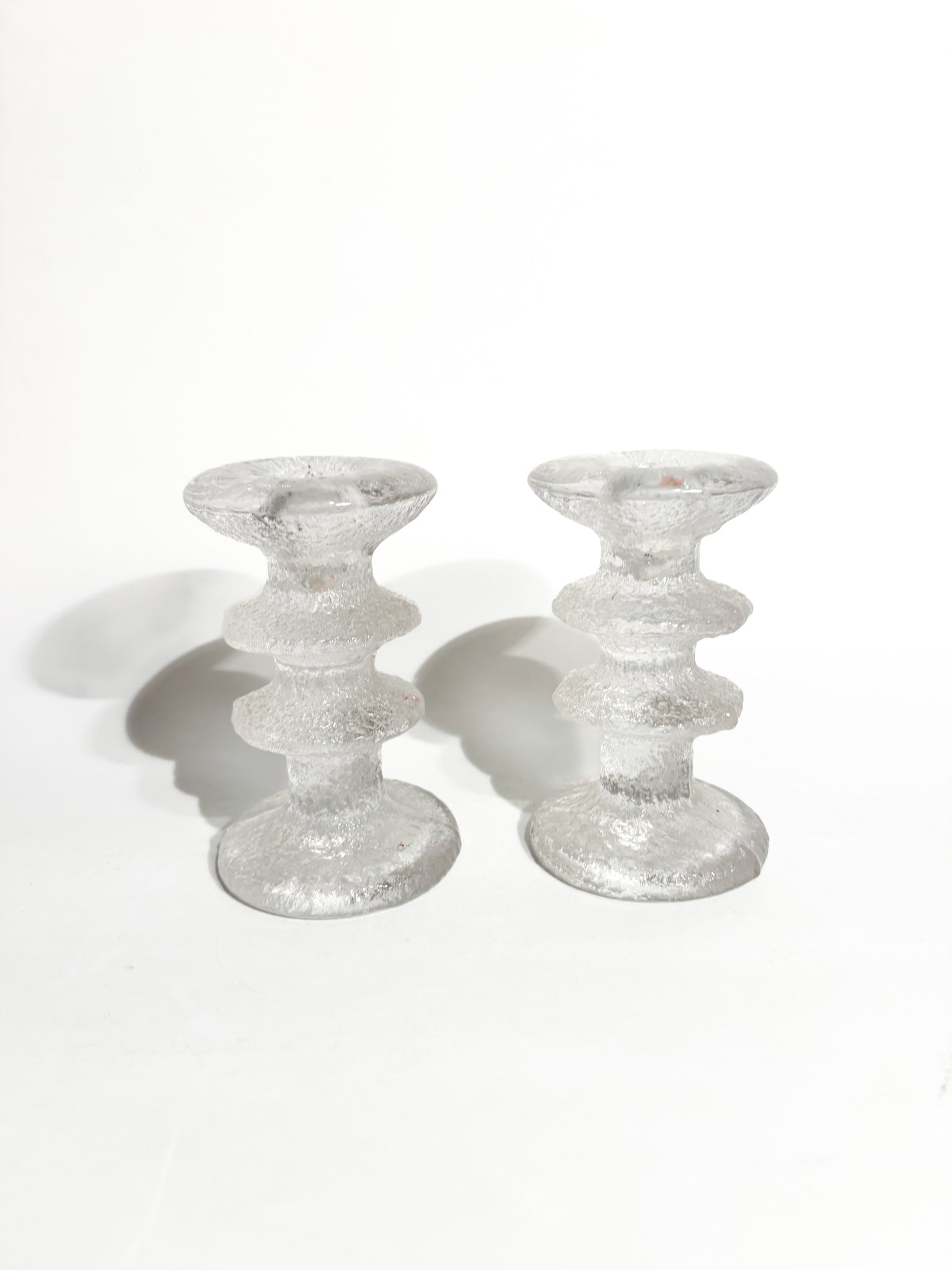 Coppia di Portacandele di Timo Sarpaneva Festivo per Iittala Glass Anni 60