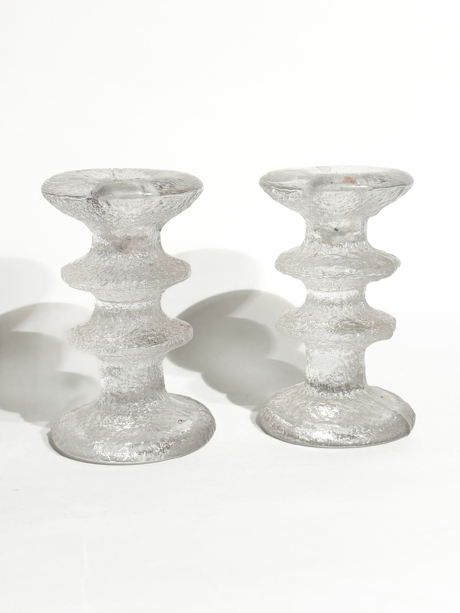 Coppia di Portacandele di Timo Sarpaneva Festivo per Iittala Glass Anni 60