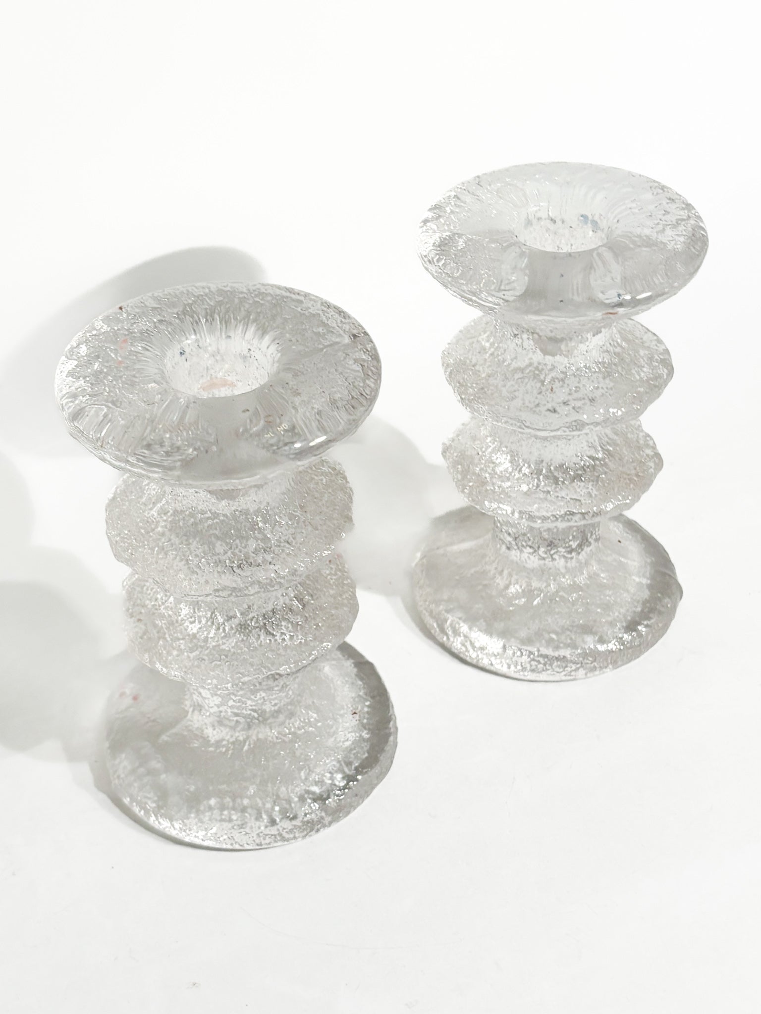 Coppia di Portacandele di Timo Sarpaneva Festivo per Iittala Glass Anni 60