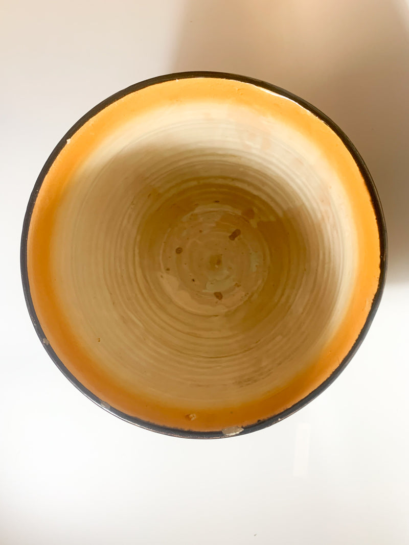 Vaso Cachepot Arancione e Verde in Ceramica di Galvani Pordenone Anni 60