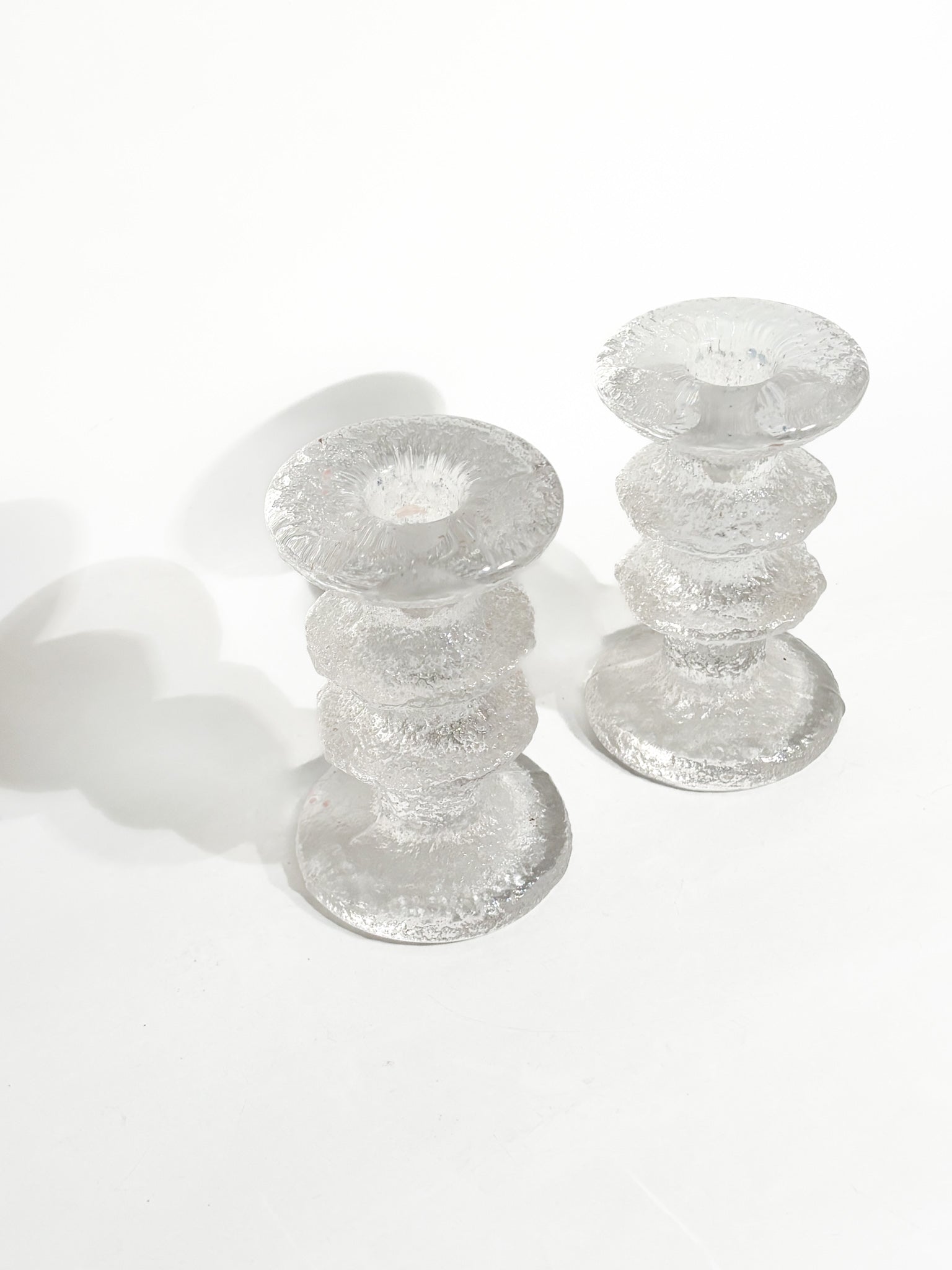 Coppia di Portacandele di Timo Sarpaneva Festivo per Iittala Glass Anni 60