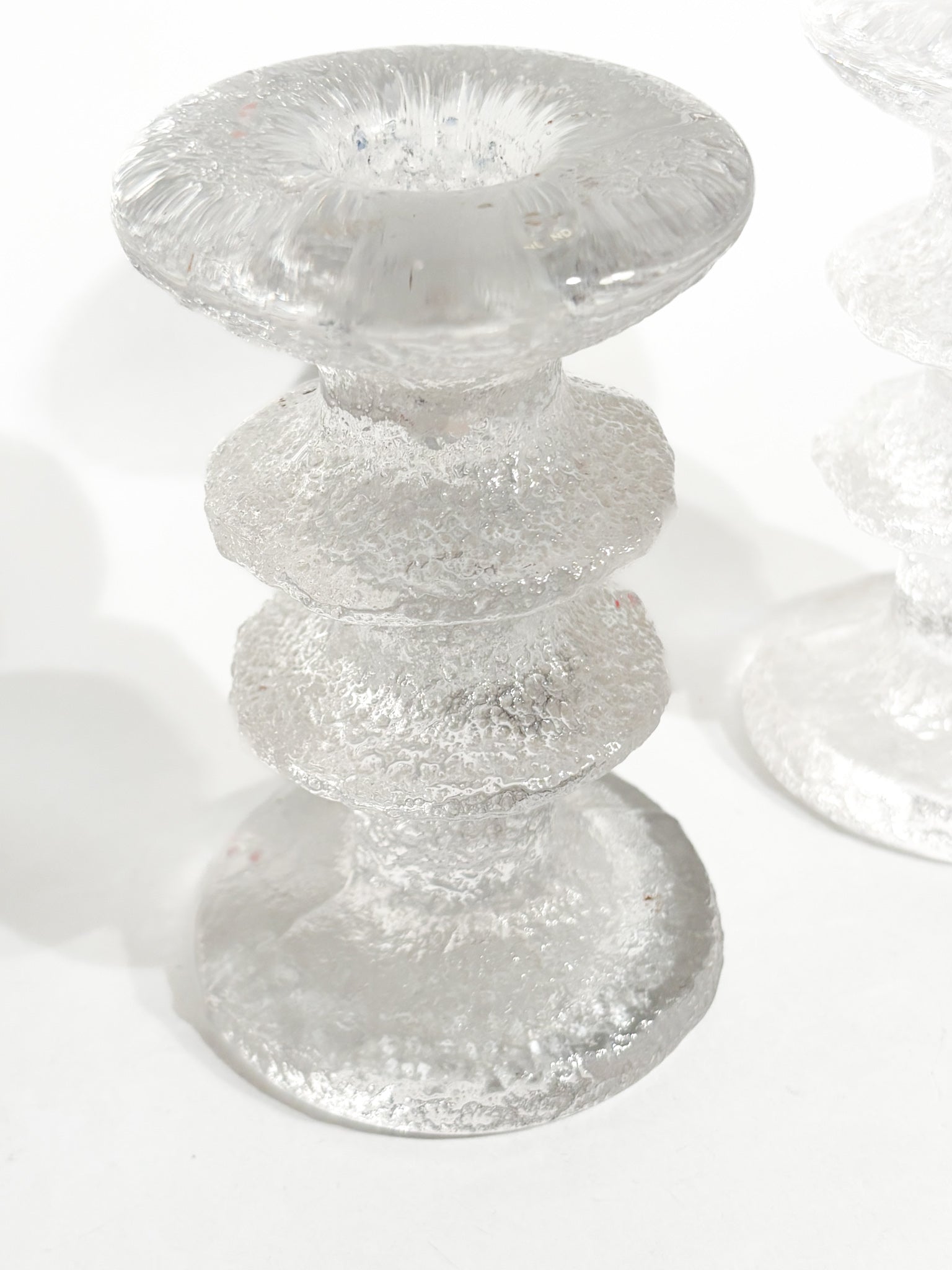 Coppia di Portacandele di Timo Sarpaneva Festivo per Iittala Glass Anni 60