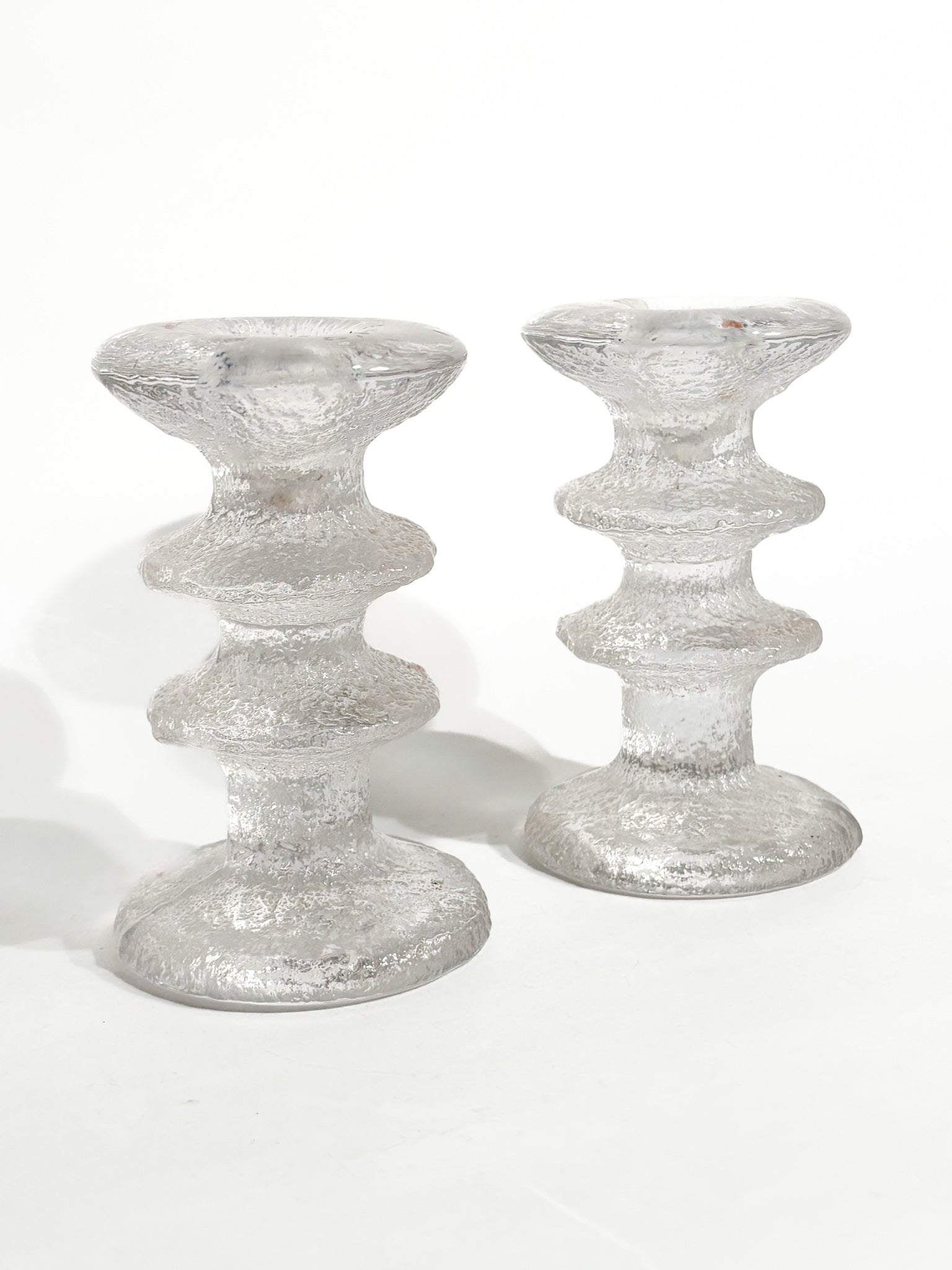 Coppia di Portacandele di Timo Sarpaneva Festivo per Iittala Glass Anni 60