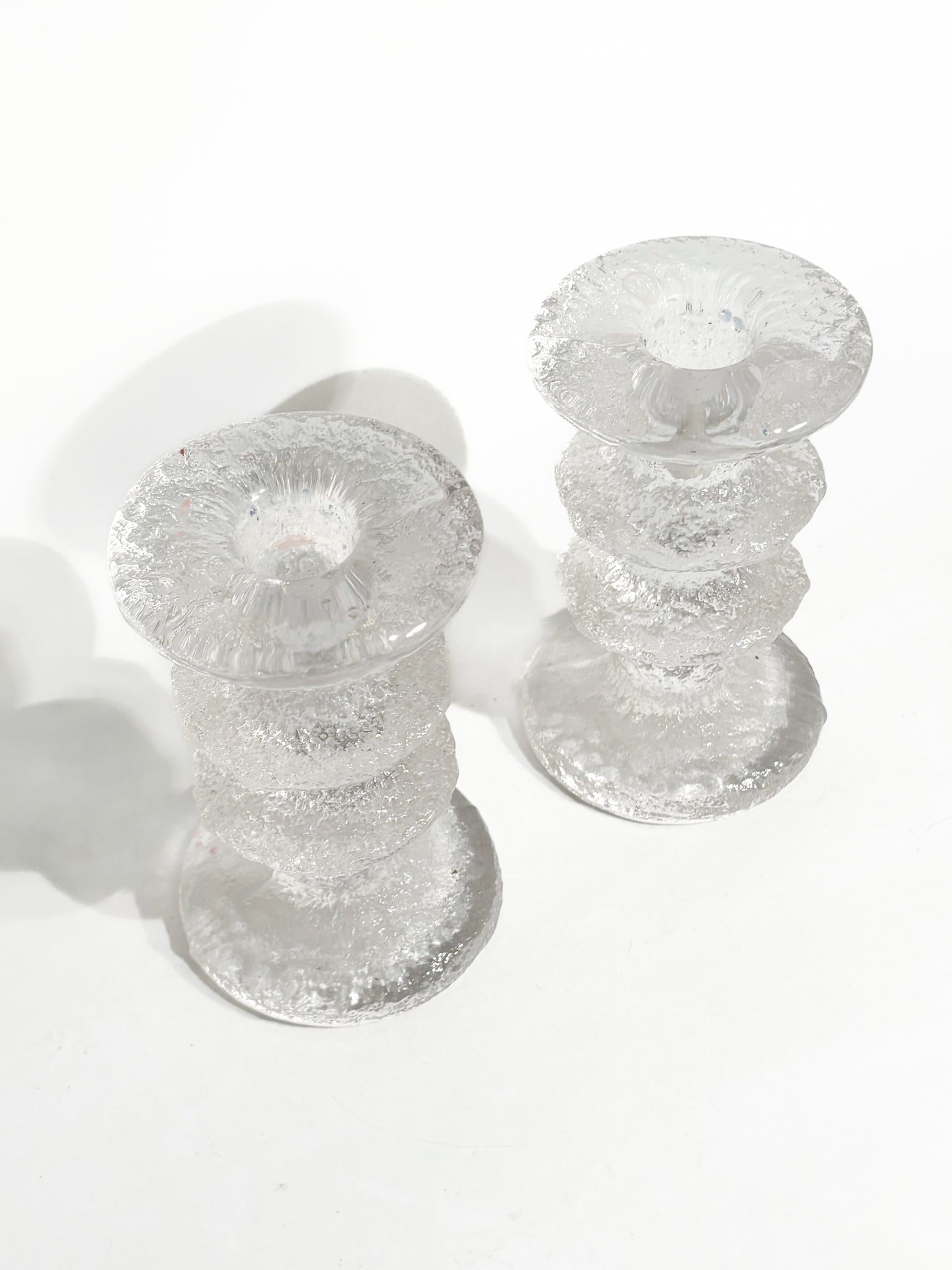 Coppia di Portacandele di Timo Sarpaneva Festivo per Iittala Glass Anni 60