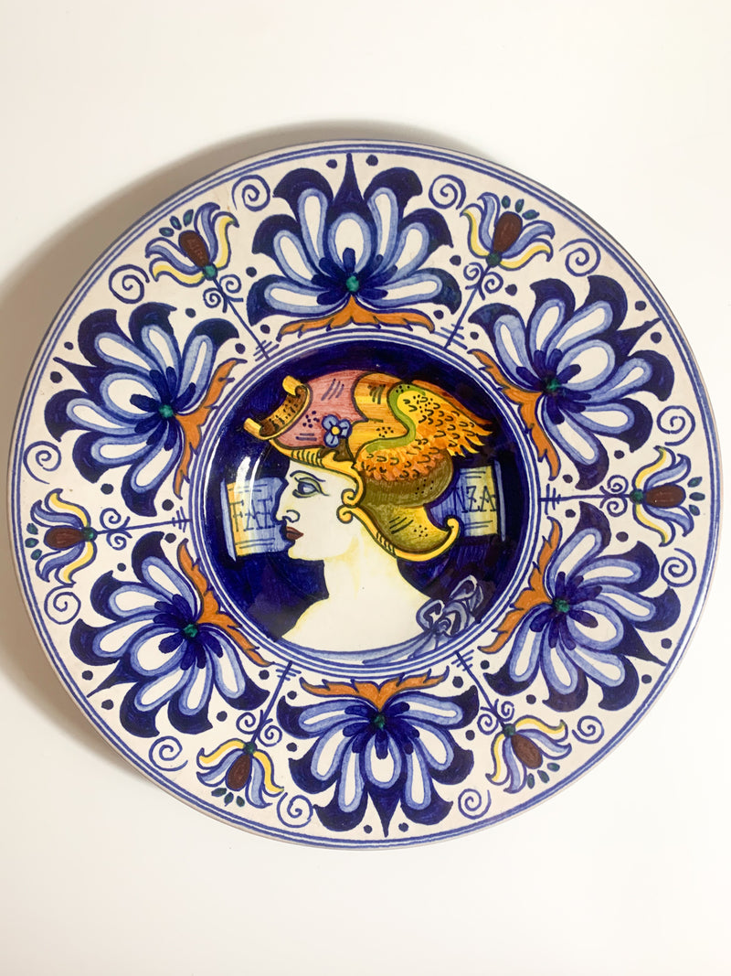 Piatto Decorativo in Ceramica di Faenza Dipinto a Mano Anni 50