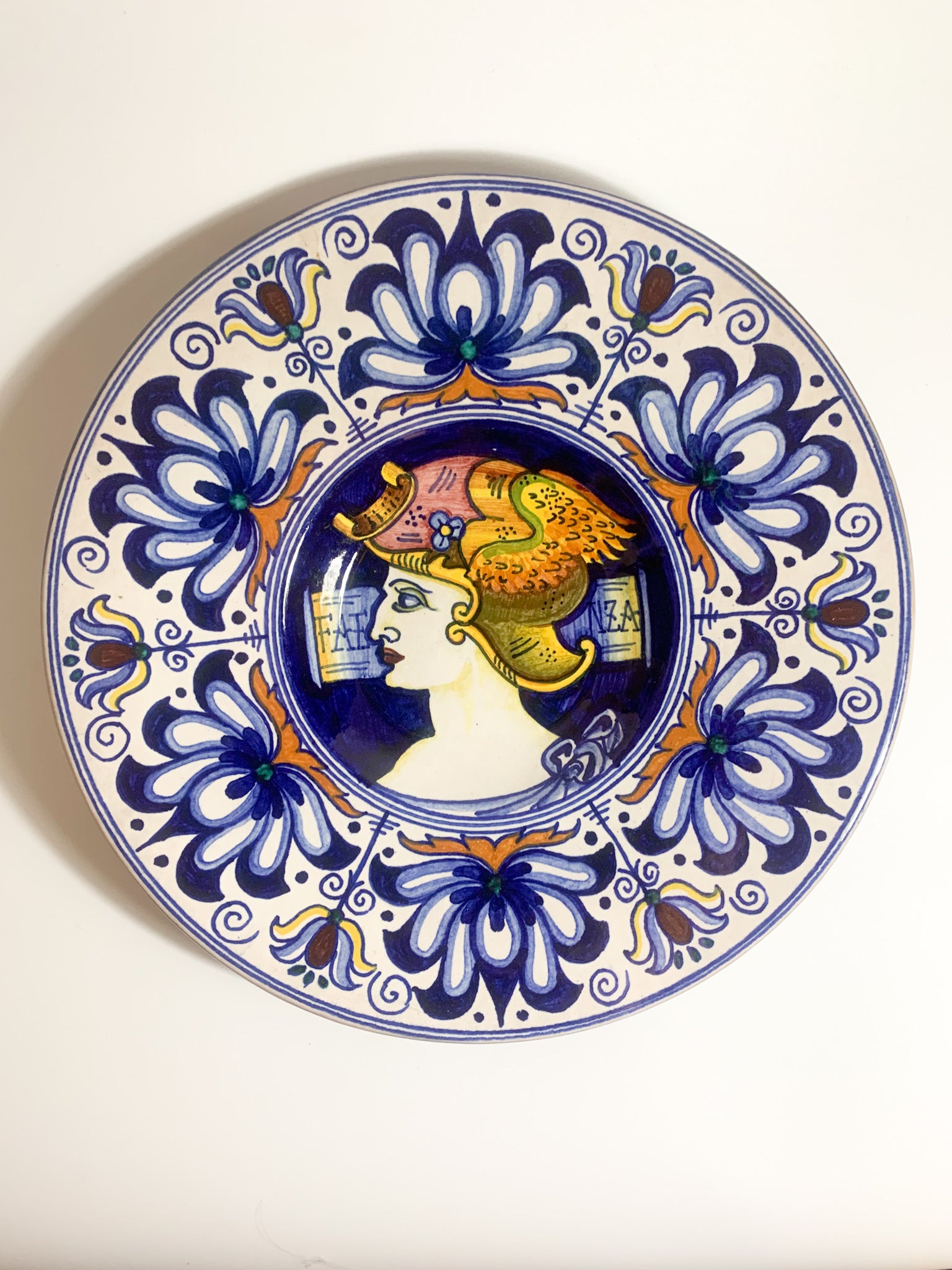 Hand Painted Decorative Plate in Faenza Ceramic from the 1950s